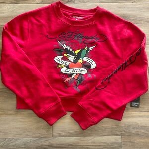 Ed Hardy Eagle True Til Death cropped Sweatshirt! NWT size M
